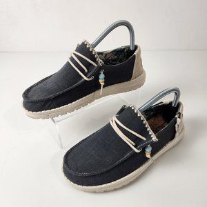 Hey Dude Shoes Womens 7 Wendy Natural Carbon Slip On Beaded Beach Lake